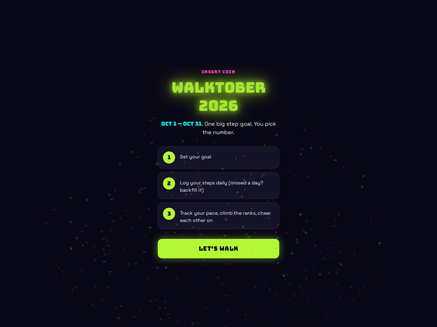 Walktober Challenge project interface